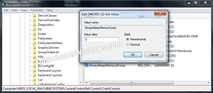 Keep Windows 7 Dump Files