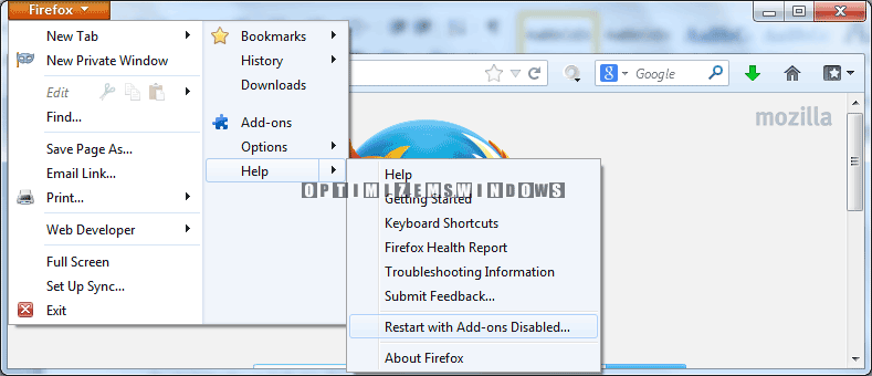 Launch Firefox without Add-ons