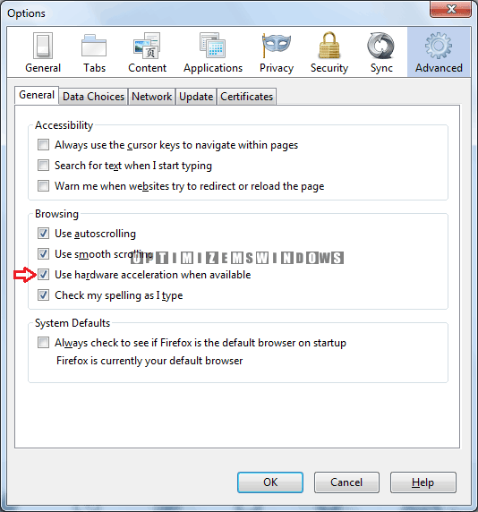 Turning Off Hardware Acceleration in Fireforx to Fix Errors