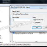 Keep Dump Files in Windows 7 from Registry